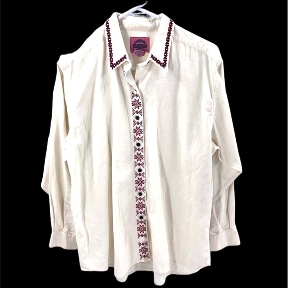 Vintage Western Shirt Cambridge Country Store Cotton Southwest Embroidered Large - Picture 9 of 9